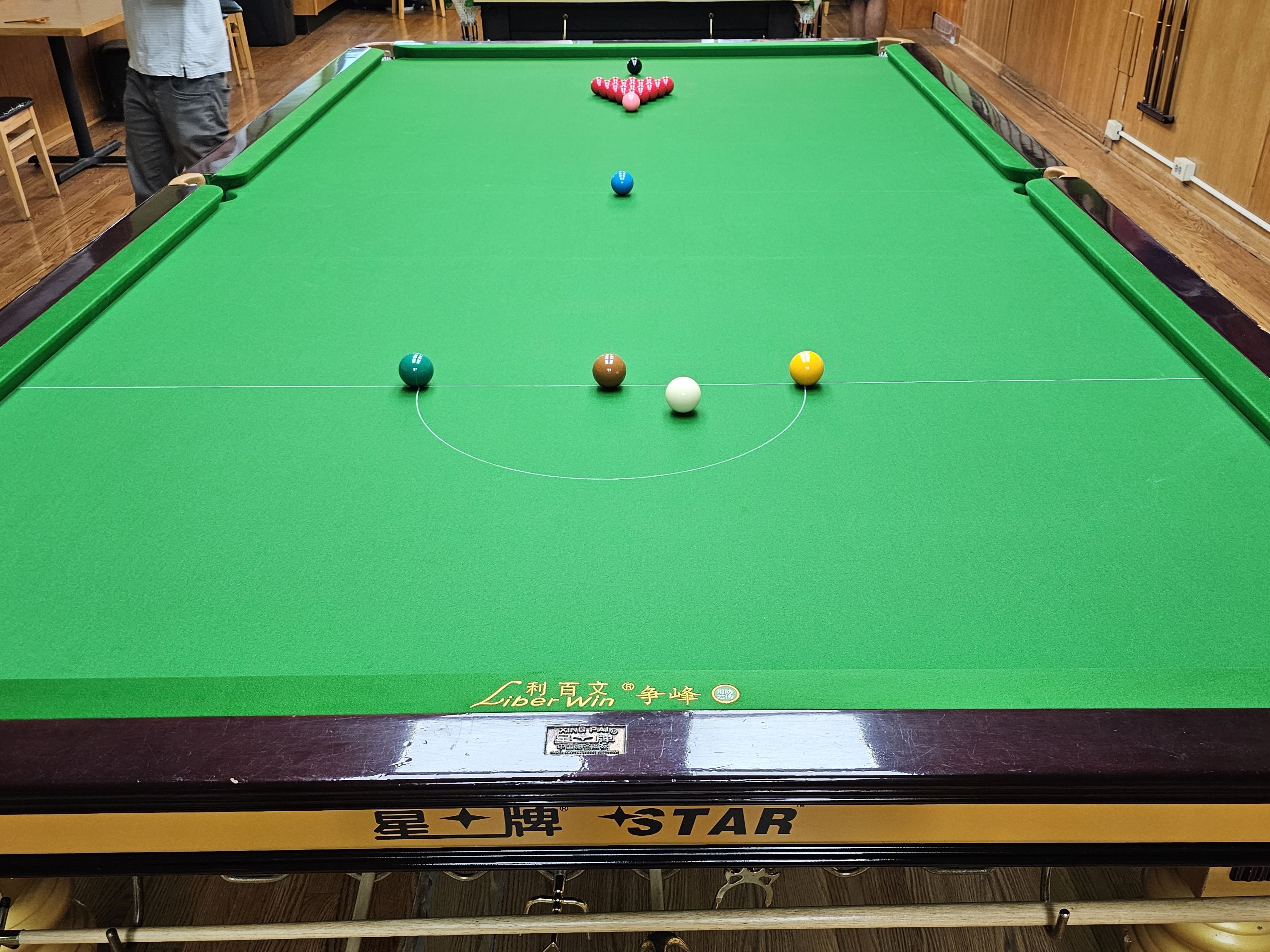 Snooker table after cloth replacement